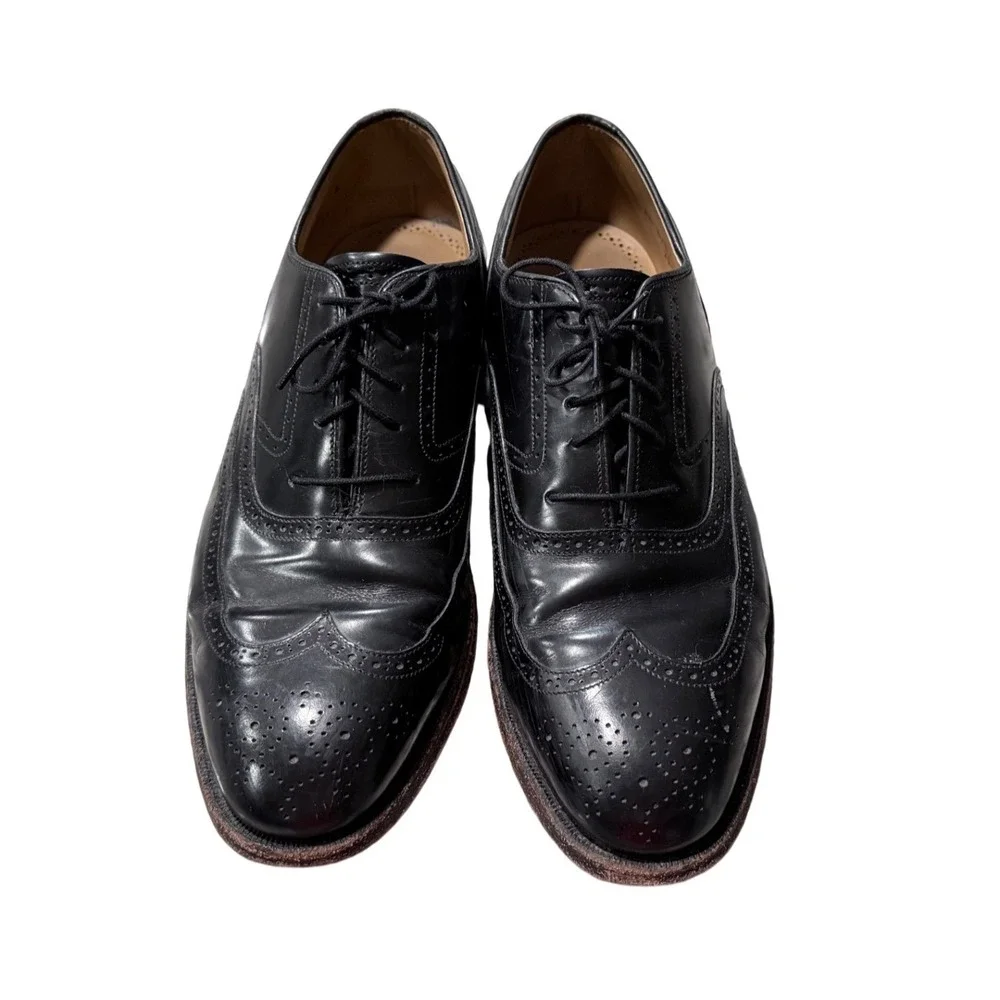 Johnston & Murphy Black Leather Wingtip Oxford Dress Shoes Men's‎ 8.5 D/B 90829